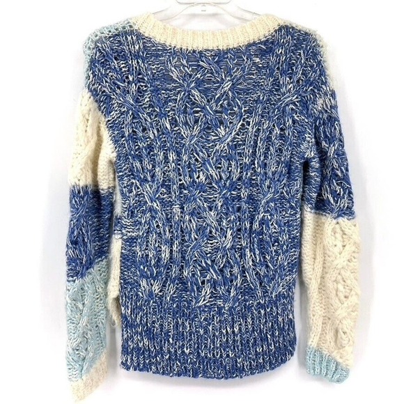 Anthropologie Handknit & Heartfelt Patchwork Cable Knit Sweater Small Alpaca - Picture 10 of 10